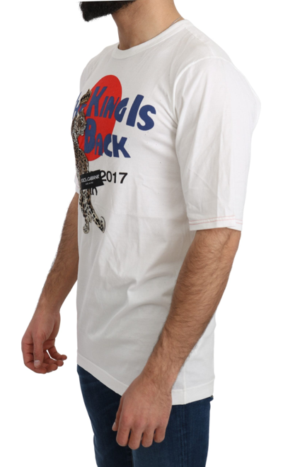Dolce & Gabbana White Leopard Royal Top T-shirt In White