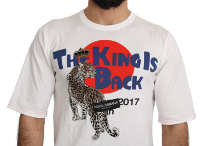 Dolce & Gabbana White Leopard Royal Top T-shirt In White