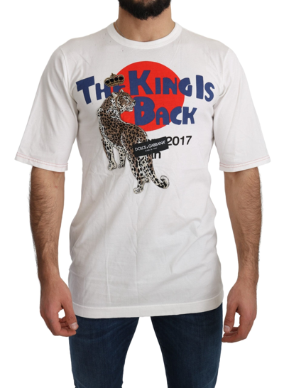 Dolce & Gabbana White Leopard Royal Top T-shirt In White