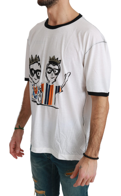 Shop Dolce & Gabbana White Men Print #dgfamily Cotton Men's T-shirt