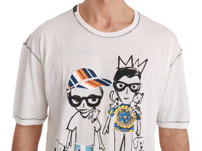 Shop Dolce & Gabbana White Men Print #dgfamily Cotton Men's T-shirt