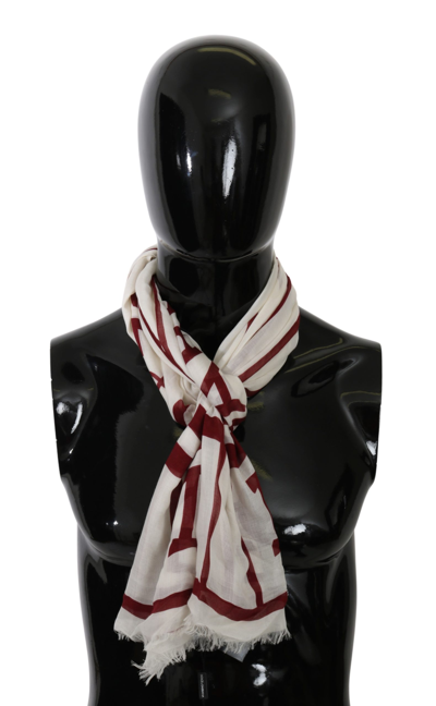 Shop Dolce & Gabbana White Modal Red Printed Wrap Shawl Men's Scarf