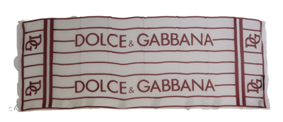 Shop Dolce & Gabbana White Modal Red Printed Wrap Shawl Men's Scarf