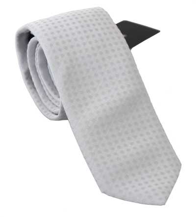 Shop Dolce & Gabbana Elegant White Patterned Silk Blend Neck Men's Tie