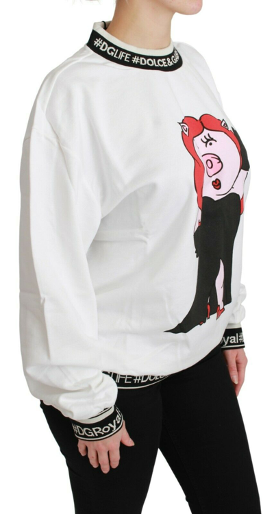 Shop Dolce & Gabbana White Pig Of The Year Pullover Women's Sweater