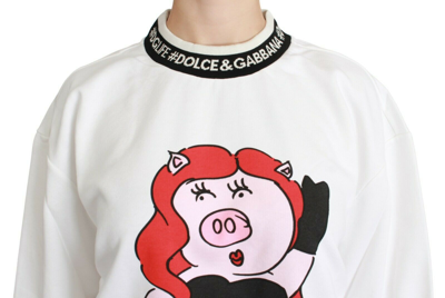 Shop Dolce & Gabbana White Pig Of The Year Pullover Women's Sweater