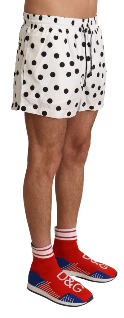 Shop Dolce & Gabbana Polka Dotted Men's Swim Men's Shorts In White