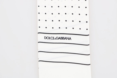 Shop Dolce & Gabbana White Polka Dotted Silk Skinny Men's Scarf In Black/white