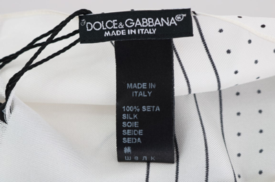 Shop Dolce & Gabbana White Polka Dotted Silk Skinny Men's Scarf In Black/white