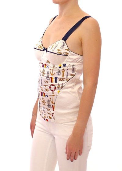 Shop Dolce & Gabbana White Sailor Motive Tank Women's Top