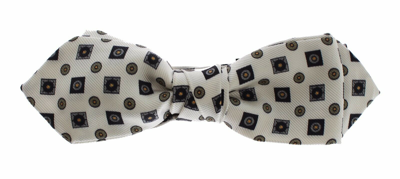 Dolce & Gabbana White Silk Bowtie Leather Men Belt Gift Box In White