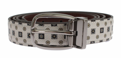 Dolce & Gabbana White Silk Bowtie Leather Men Belt Gift Box In White