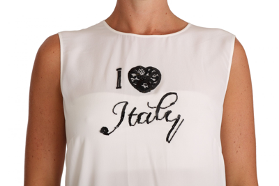 Shop Dolce & Gabbana White Silk I Love Italy Cami Women's T-shirt