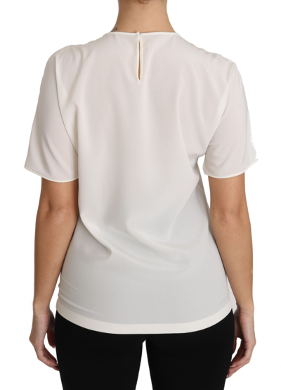 Shop Dolce & Gabbana White Silk Stretch #dgfamily Women's T-shirt