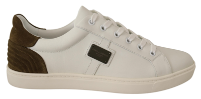 Shop Dolce & Gabbana White Suede Leather Mens Low Tops Men's Sneakers