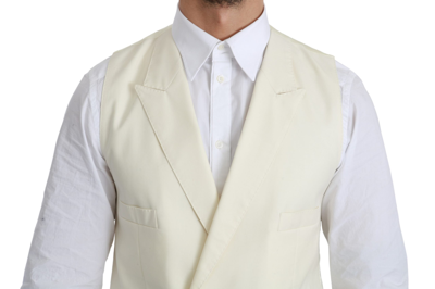 Shop Dolce & Gabbana Elegant Cream Wool Dress Men's Vest In White