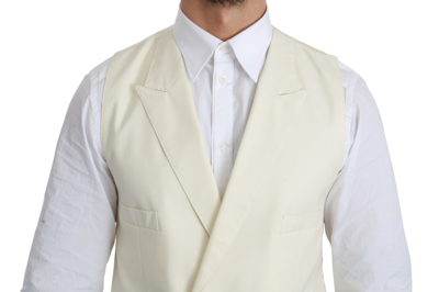 Dolce & Gabbana White Waistcoat Formal Wool  Vest In White