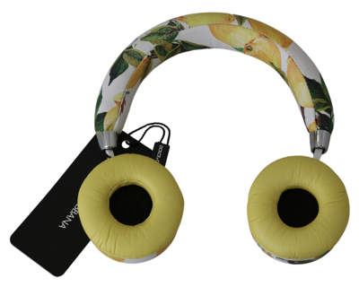 Shop Dolce & Gabbana White Yellow Lemon Print Headset Women's Headphones