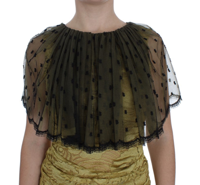 Dolce & Gabbana Yellow Black Floral Lace Ricamo Gown Dress In Yellow