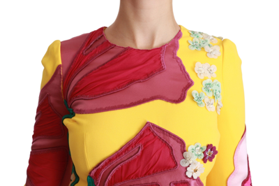 Shop Dolce & Gabbana Yellow Floral Crystal Bodycon Sheath Women's Dress