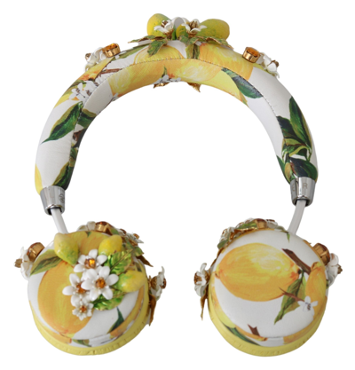 Shop Dolce & Gabbana Yellow Lemon Crystal Floral Headset Women's Headphones