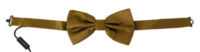 Shop Dolce & Gabbana Elegant Mustard Silk Bow Men's Tie In Yellow