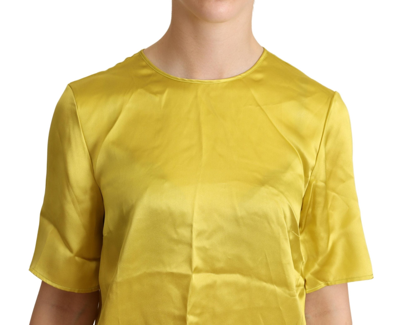 Shop Dolce & Gabbana Elegant Silk Short Sleeve Blouse Top - Women's Yellow