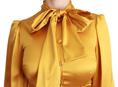 Shop Dolce & Gabbana Radiant Yellow Silk Bodycon Mini Women's Dress