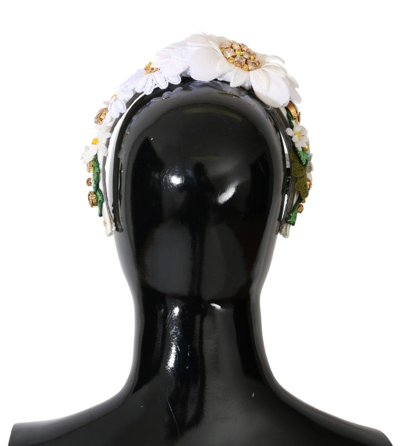 Shop Dolce & Gabbana Yellow White Sunflower Crystal Women's Headband In Multicolor