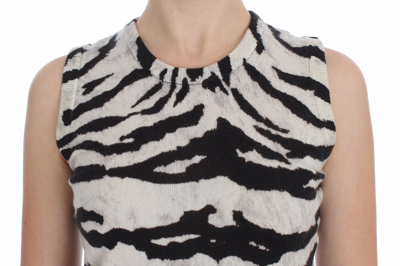 Shop Dolce & Gabbana Zebra Print Cashmere Sleeveless Women's Top In Black/white