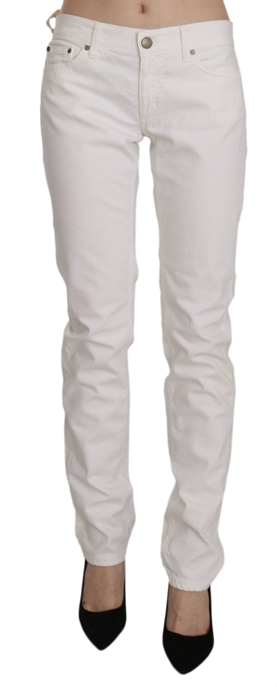 Shop Dondup White Cotton Stretch Skinny Casual Denim Pants Women's Jeans