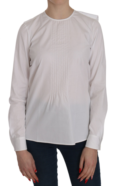 Dsquared² Dsquared2 Crew Neck Long Sleeve Cotton Blouse In White | ModeSens