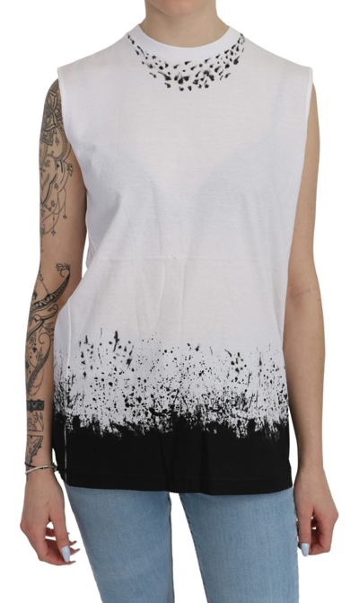 Shop Dsquared² Chic Sleeveless Cotton Crew Neck Women's Top In White