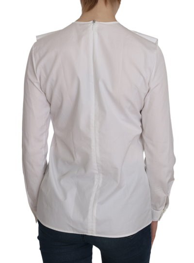 Dsquared2 Crew Neck Long Sleeve Cotton Blouse In White