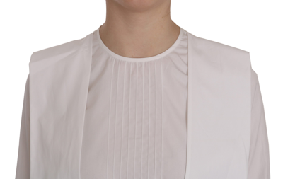 Dsquared2 Crew Neck Long Sleeve Cotton Blouse In White