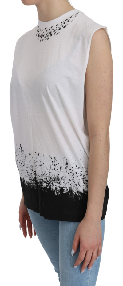 Shop Dsquared² Chic Sleeveless Cotton Crew Neck Women's Top In White