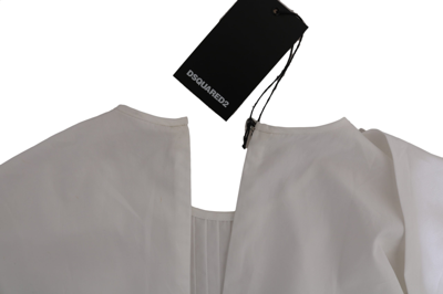 Dsquared2 Crew Neck Long Sleeve Cotton Blouse In White