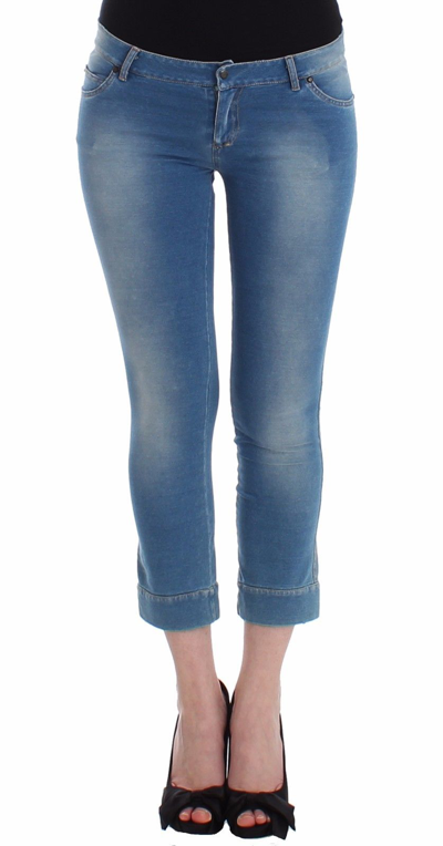 Shop Ermanno Scervino Beachwear Blue Jeans Capri Pants Women's Cropped