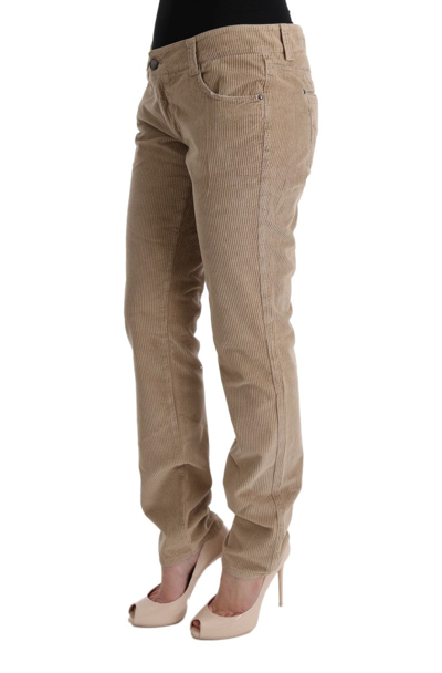 Shop Ermanno Scervino Beige Cotton Velvet Regular Fit Women's Pants
