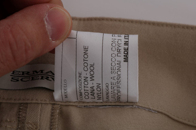 Shop Ermanno Scervino Beige Cotton Wool Regular Fit Women's Pants