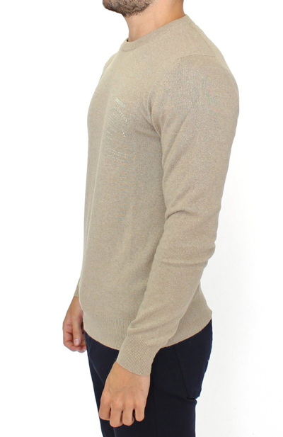 Shop Ermanno Scervino Beige Wool Cashmere Crewneck Pullover Men's Sweater