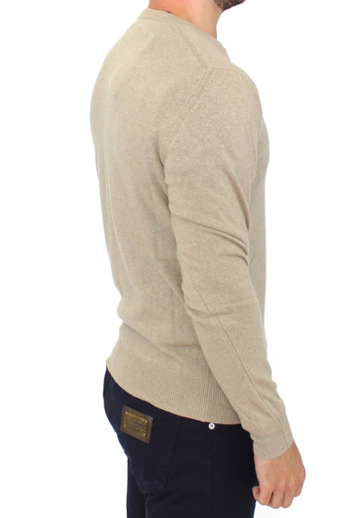 Shop Ermanno Scervino Beige Wool Cashmere Crewneck Pullover Men's Sweater