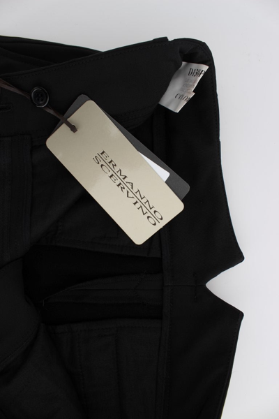 Shop Ermanno Scervino Black Cotton Blend Capri Cropped Women's Pants