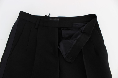 Shop Ermanno Scervino Black Striped Cotton Blend Wide Legs Women's Pants