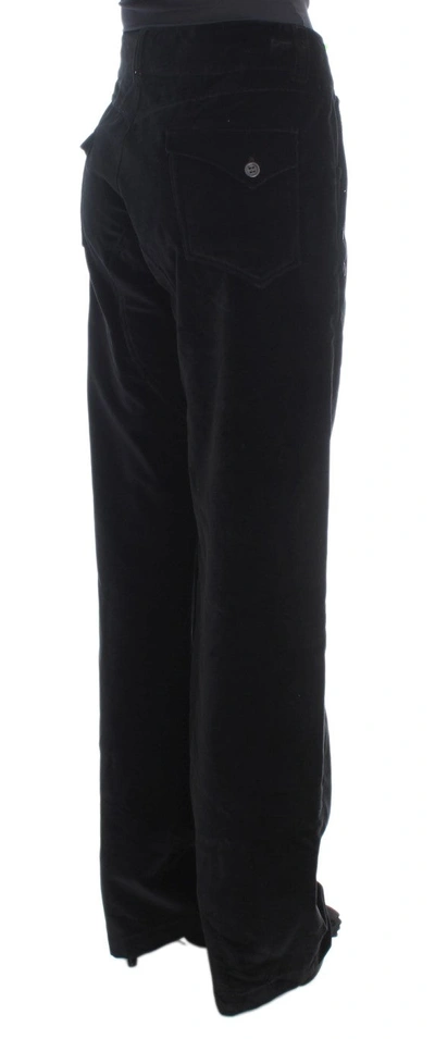 Shop Ermanno Scervino Black Velvet Cotton Straight Legs Women's Pants