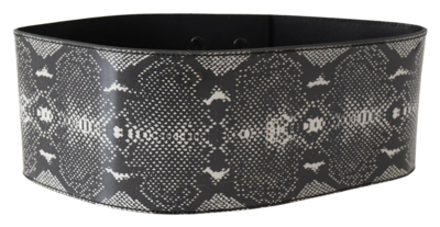 Shop Ermanno Scervino Black Wide Leather Snakeskin Design Waist Women's Belt