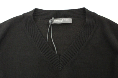 Shop Ermanno Scervino Black Wool Blend V-neck Pullover Men's Sweater