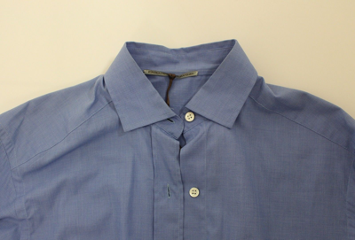 Shop Ermanno Scervino Blue Cotton Dress Classic Fit Men's Shirt