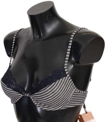 Ermanno Scervino Women   Stripes Lace Reggiseno Bra Underwear In Blue