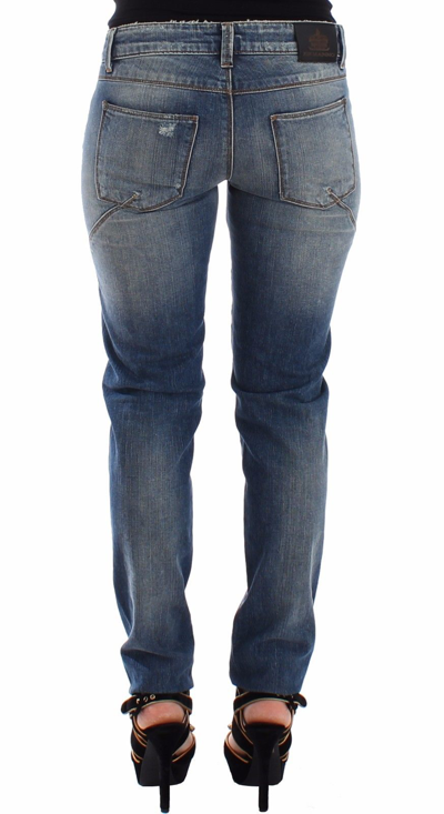 Shop Ermanno Scervino Blue Slim Jeans Denim Pants Straight Women's Stretch